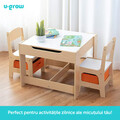 Set birou cu 2 scaune, U-Grow, 61x61x48.3 cm / 28x30x53 cm, MDF, natur