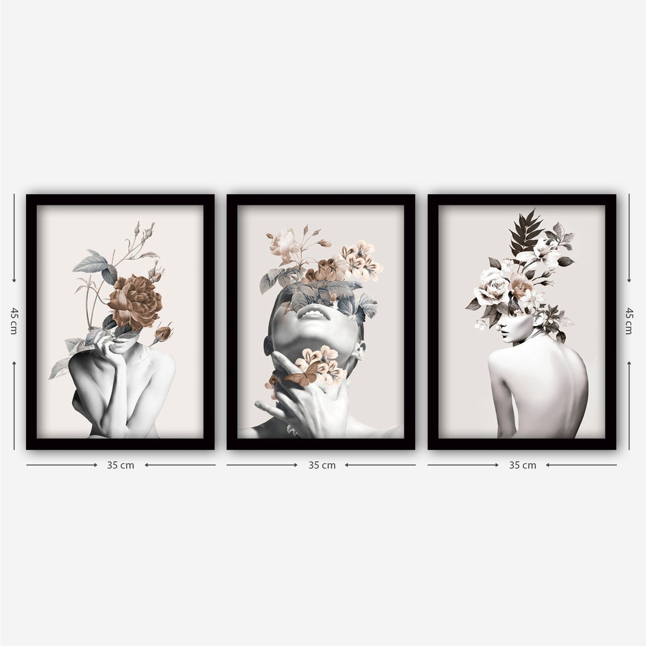 Set 3 tablouri decorative, 3SC06, MDF, Plastic, Multicolor
