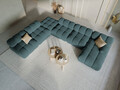 Coltar panoramic modular stanga 7 locuri, Bellis-51, Micadoni Home, 376x282x70 cm, catifea, turcoaz