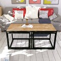 Set 3 masute de cafea, Zena Home, Gigante, 120 x 50 x 60 cm, pal melaminat, stejar/negru