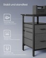 Birou in forma de L / birou de colt, Vasagle, Gaming Desk, cu suport monitor, sertare, priza incorporata si porturi USB, 120x150x89 cm, PAL/otel, negru