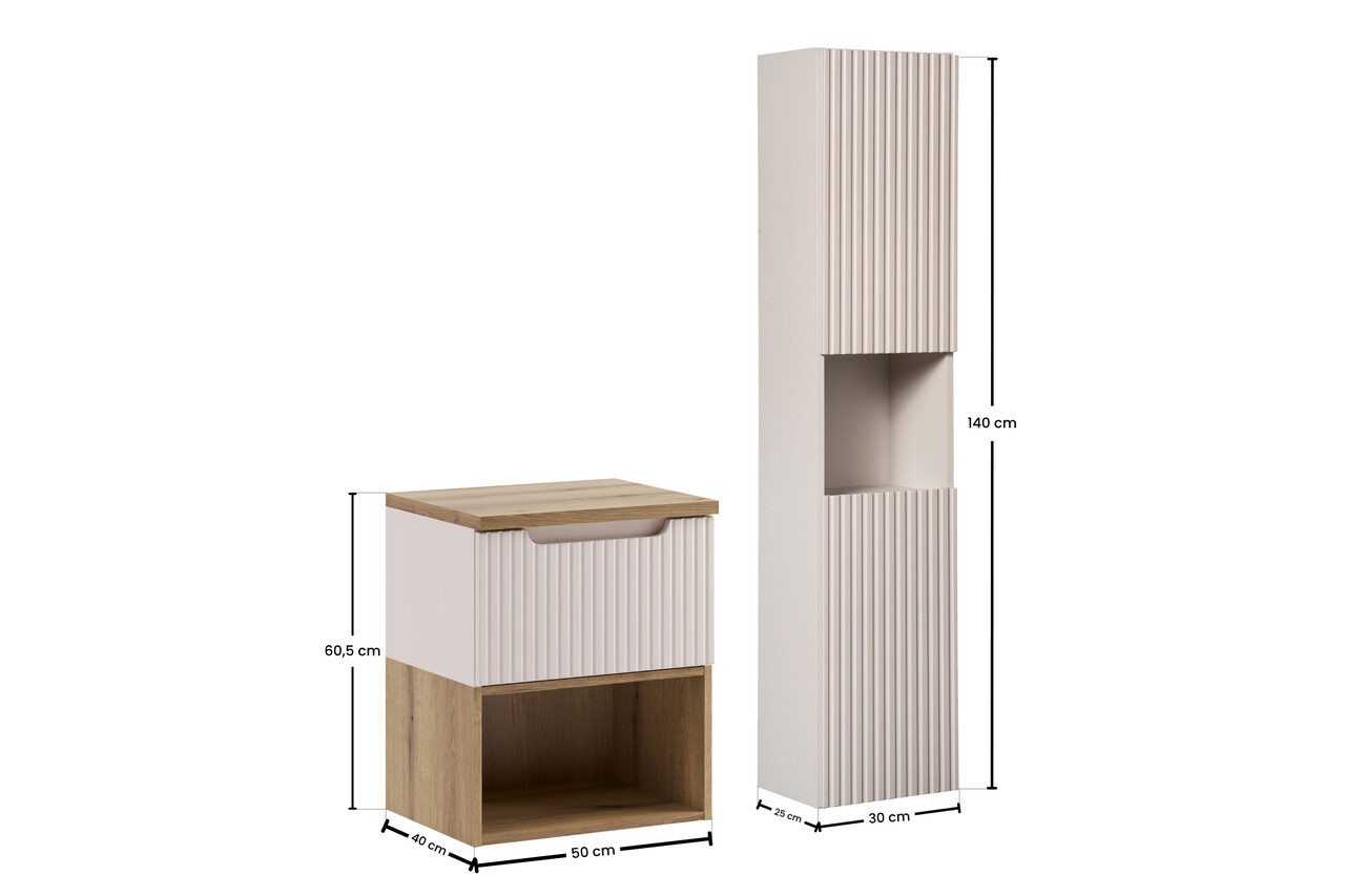Set mobilier baie Nova Cashmere 50 cm, dulap inalt si masca lavoar, Comad, MDF/PAL, casmir - view 2