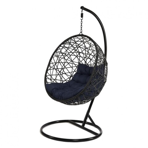 Leagan gradina/terasa Navy, Heinner, 96x61x118 cm, otel si poliester, negru/navy