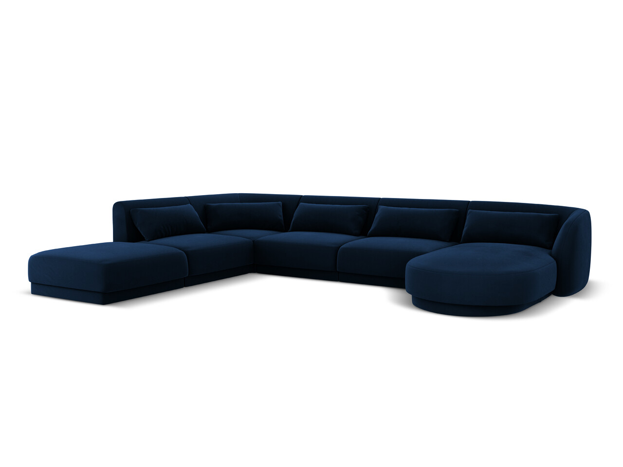 Coltar panoramic stanga 6 locuri, Tulum, Cosmopolitan Design, 330x255x70 cm, catifea, albastru regal - 1 | YEO