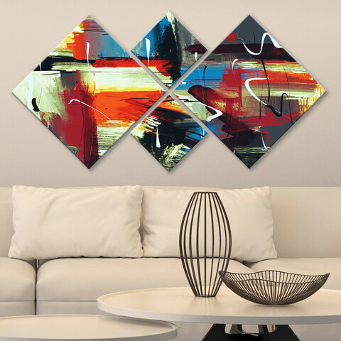 Set 4 tablouri decorative, 4MDF8603615, MDF, Imprimat UV, Multicolor Evans
