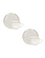 Set 2 cesti cu farfurie pentru ceai, Punto Oro, Brandani, 15x7.5 cm, portelan