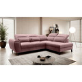 Coltar extensibil dreapta 4 locuri ELTAP, RT-24VE, Noble, 255x201x100 cm, lemn/poliester, roz