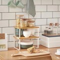 Set 2 suporturi pentru condimente Songmics Spice, 29.7 x 19.5 x 15.5 cm, bambus/otel, natural/alb