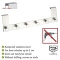 Suport pentru prosoape/haine suspendabil pe usa, Wenko, Celano, 6 carlige, 39 x 11 x 5.5 cm, inox