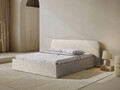 Pat tapitat cu somiera rabatabila si lada depozitare, 160x200 cm, Micadoni Home, Elizabeth-68, tesatura structurata chenille, bej
