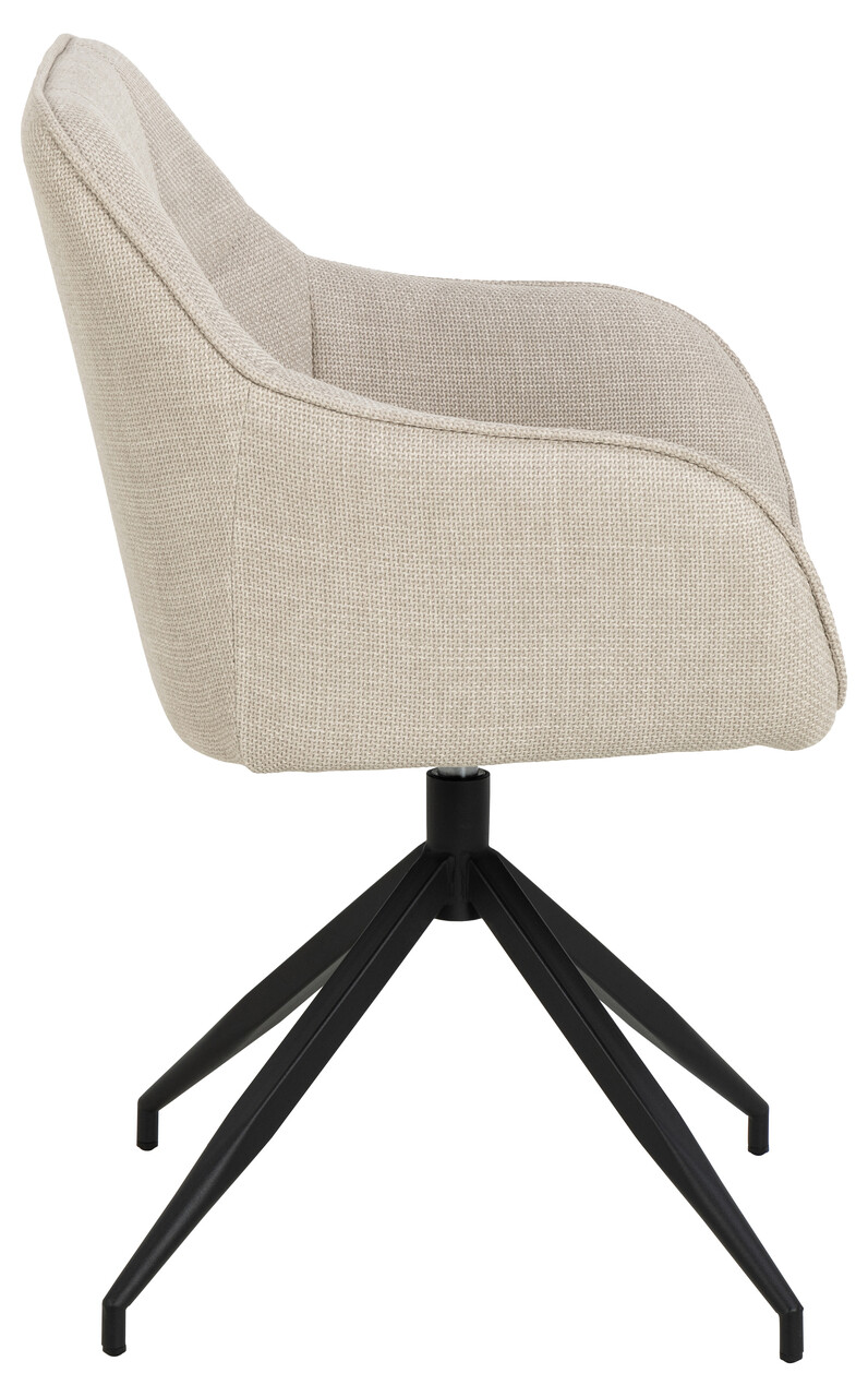 Scaun Brenda, Actona, 58x54.5x84.5 cm, rotativ, tesatura structurata/otel, bej - view 5