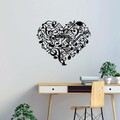 Decoratiune de perete, Musical Heart, Metal, Dimensiune: 74 x 60 cm, Negru