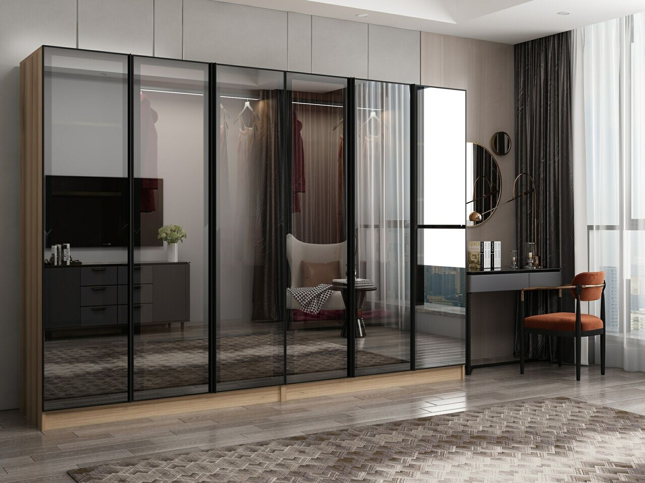 Dulap pentru haine, Hanah Home, Nisa, 270x210x52 cm, Dore — imaginea 2