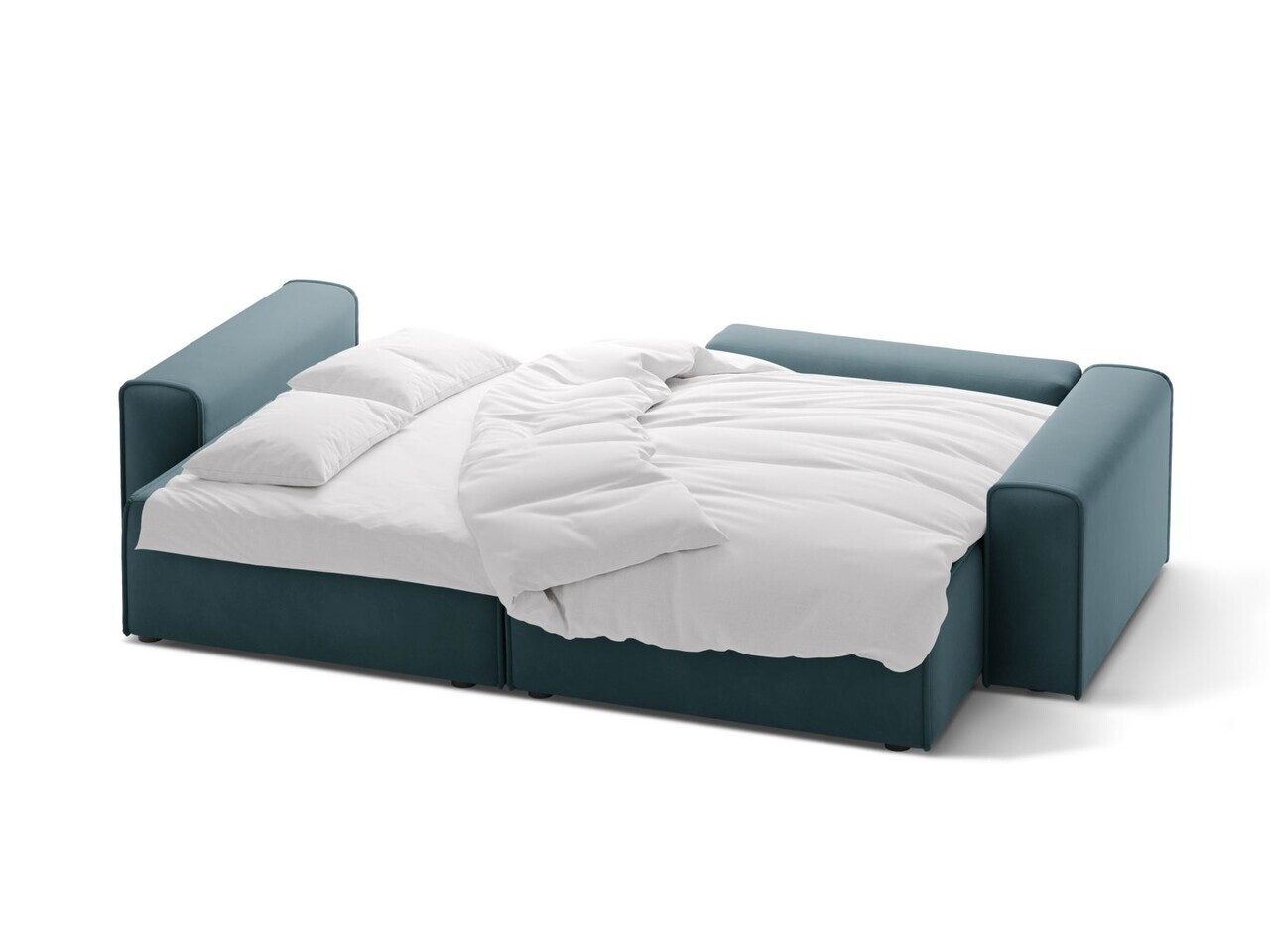 Coltar extensibil dreapta 3 locuri, Victor, Micadoni Home, 246x148x83 cm, catifea, albastru — imaginea 3