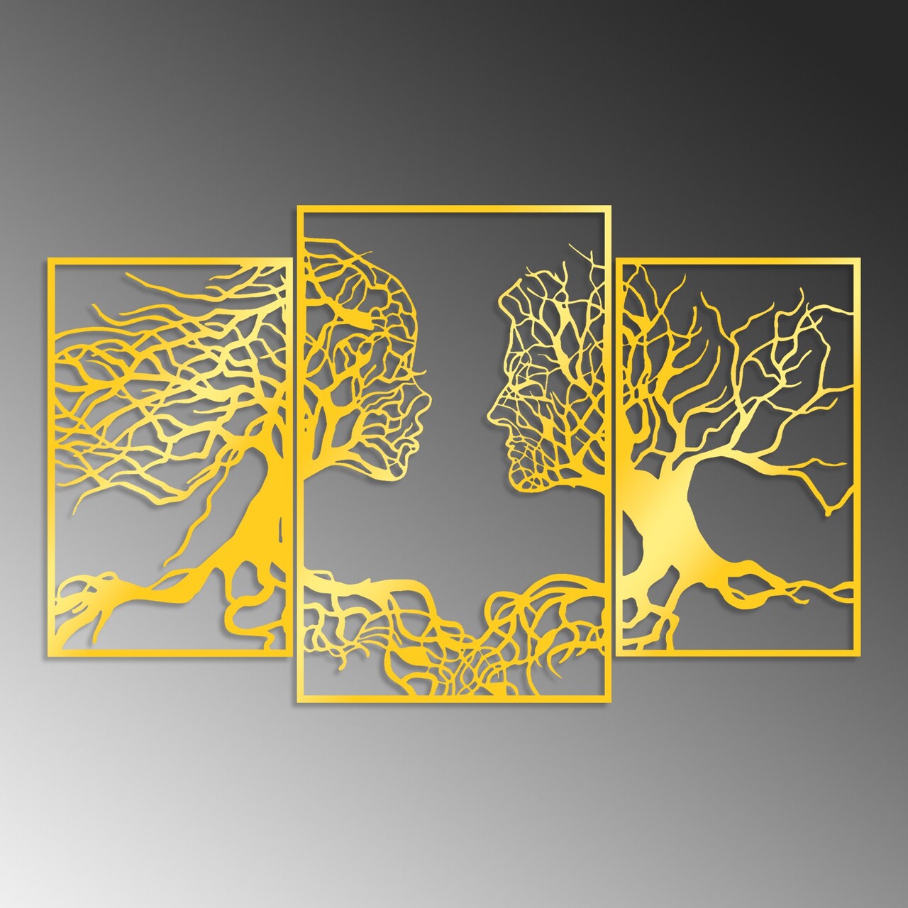 Decoratiune de perete, Golden Triple Root Human 1, Dimensiune: 116 x 71 cm, Auriu - view 5