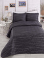 Set cuvertura matlasata dubla 3 piese, Verda - Grey, EnLora Home, 65% bumbac/35% poliester