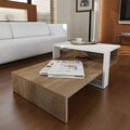 Masuta de cafea PWF-0307, Pakoworld, 80x43.5x32.5 cm, PAL melaminat, walnut/alb
