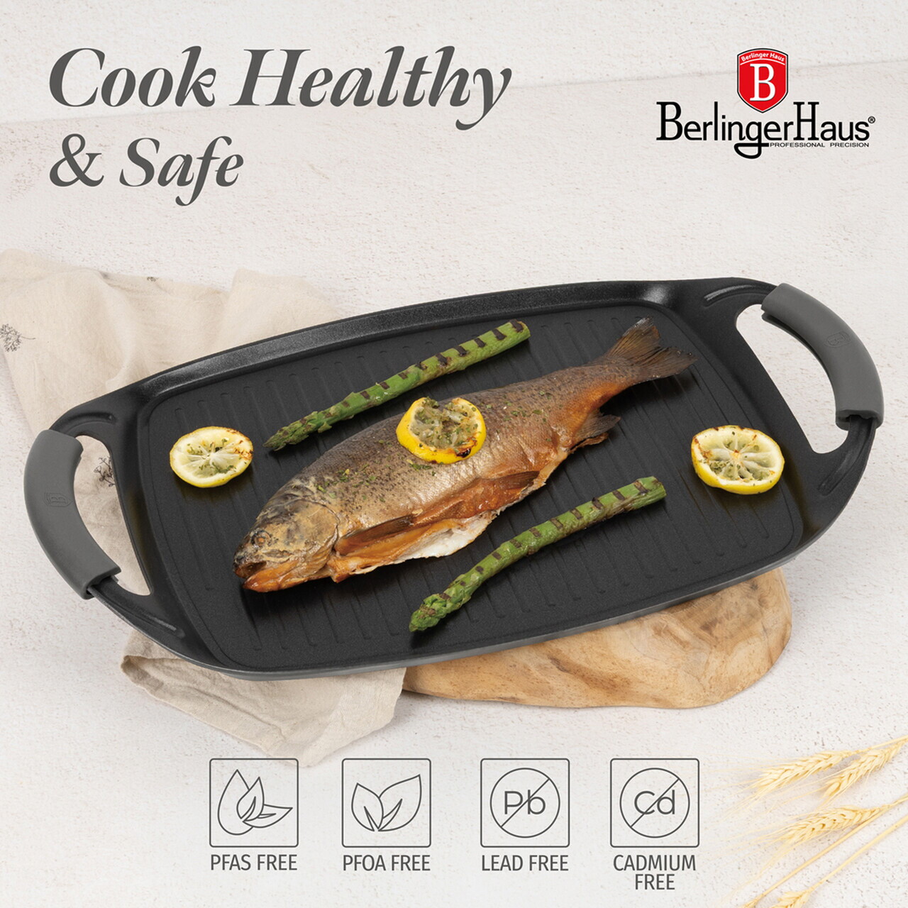 Tava grill Berlinger Haus, Anthracite, 47x29 cm, aluminiu forjat, antracit mat - imagine 9