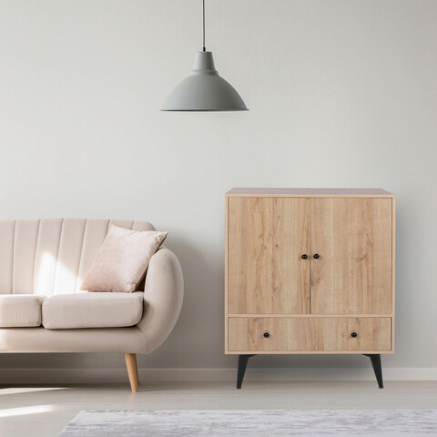 Dulap multifunctional, mod design, bern, 90x35x113 cm, stejar / negru