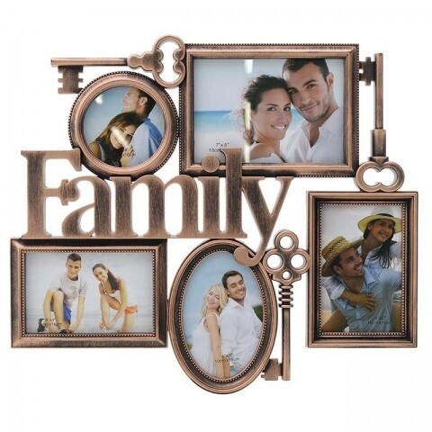 Rama foto Family, InArt, 5 fotografii, 40 x 45 x 2 cm, plastic, aramiu