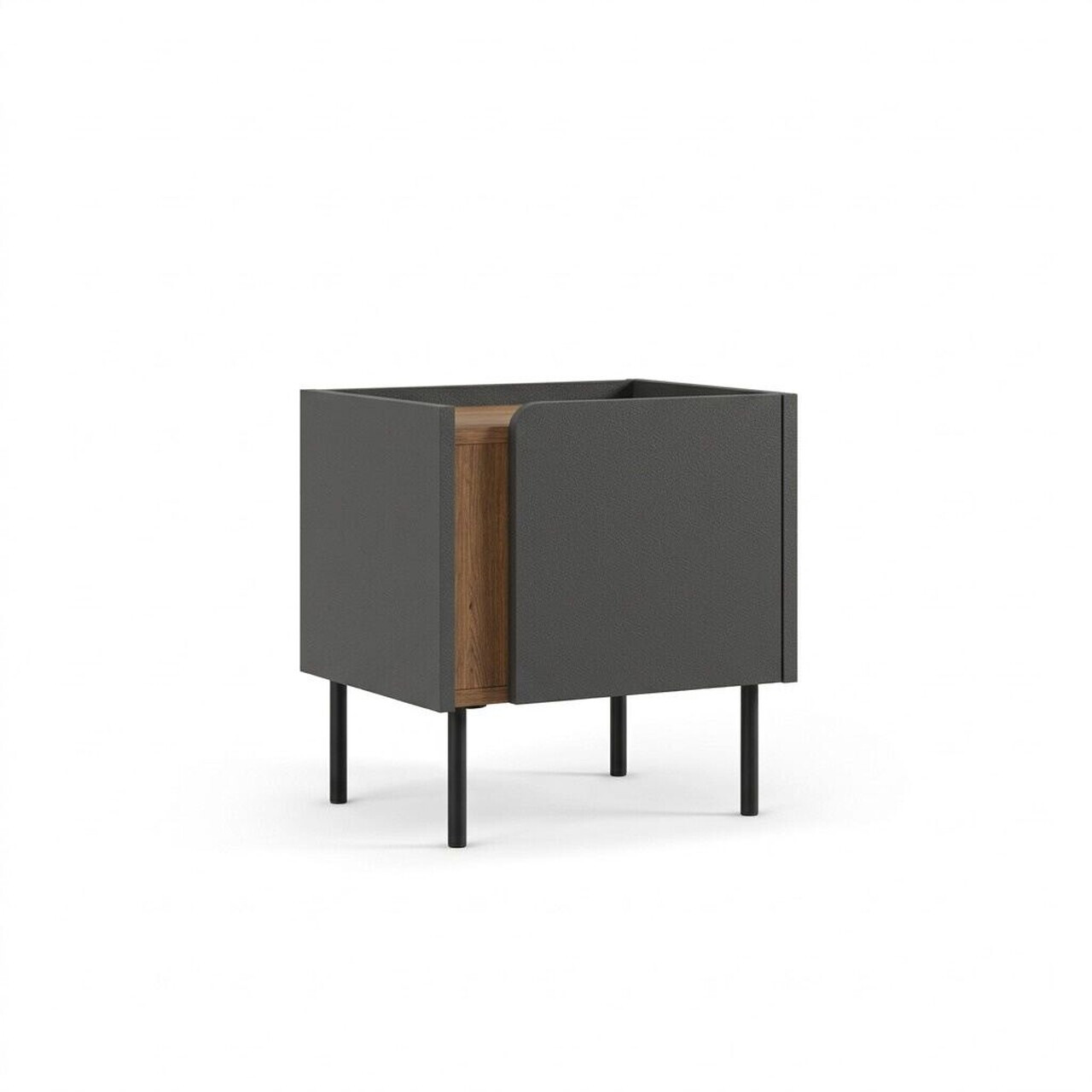 Noptiera, Hanah Home, Lucile, 45.5x47.8x35 cm, PAL, Stejar Sepet / Antracit / Negru — imaginea 4