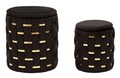 Set 2 taburete cu spatiu depozitare Shanty, Mauro Ferretti, 37x42 cm, 28x35 cm, fier/MDf/poliester, negru/auriu