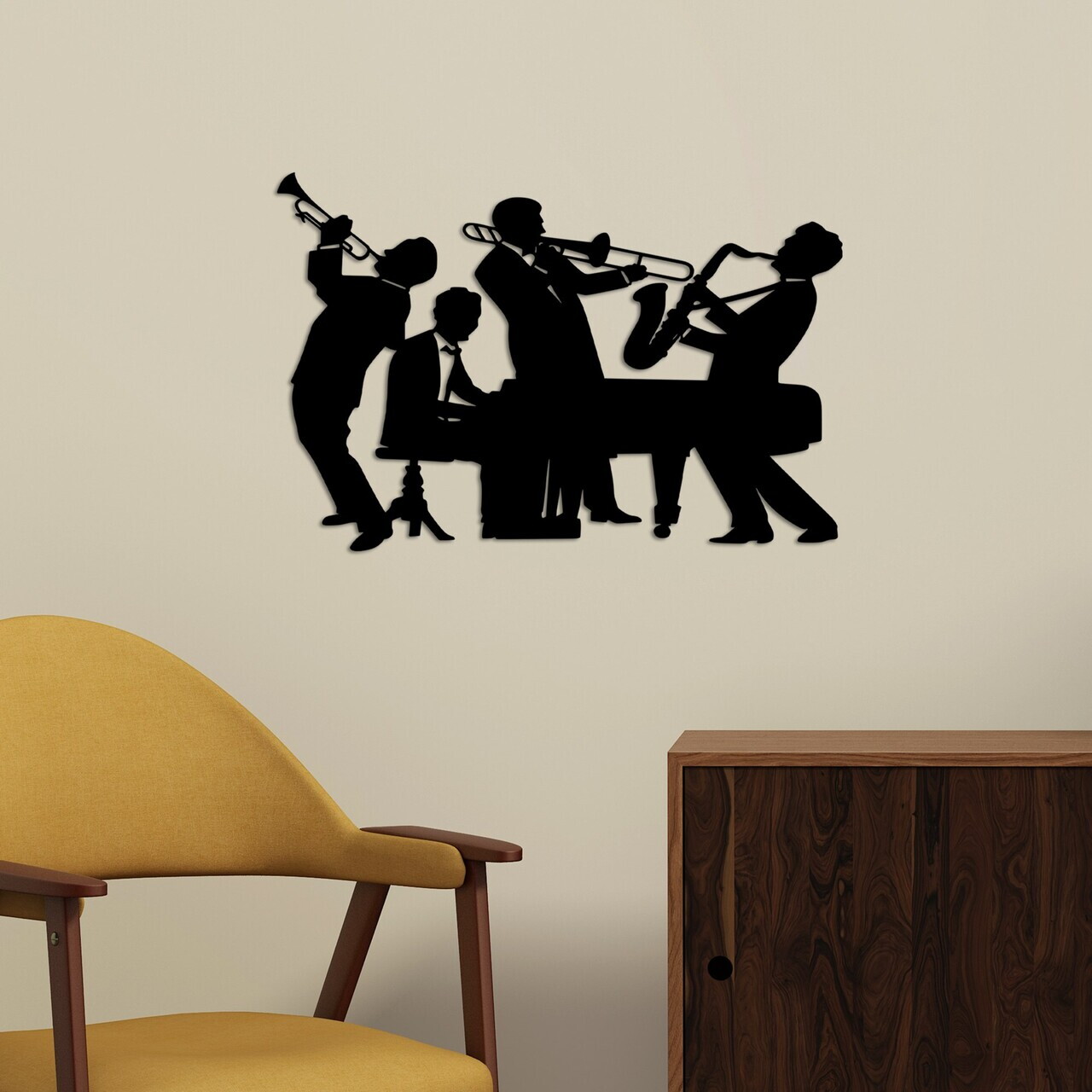 Decoratiune de perete, Musicians, Dimensiune: 50 x 33 cm, Negru — imaginea 3