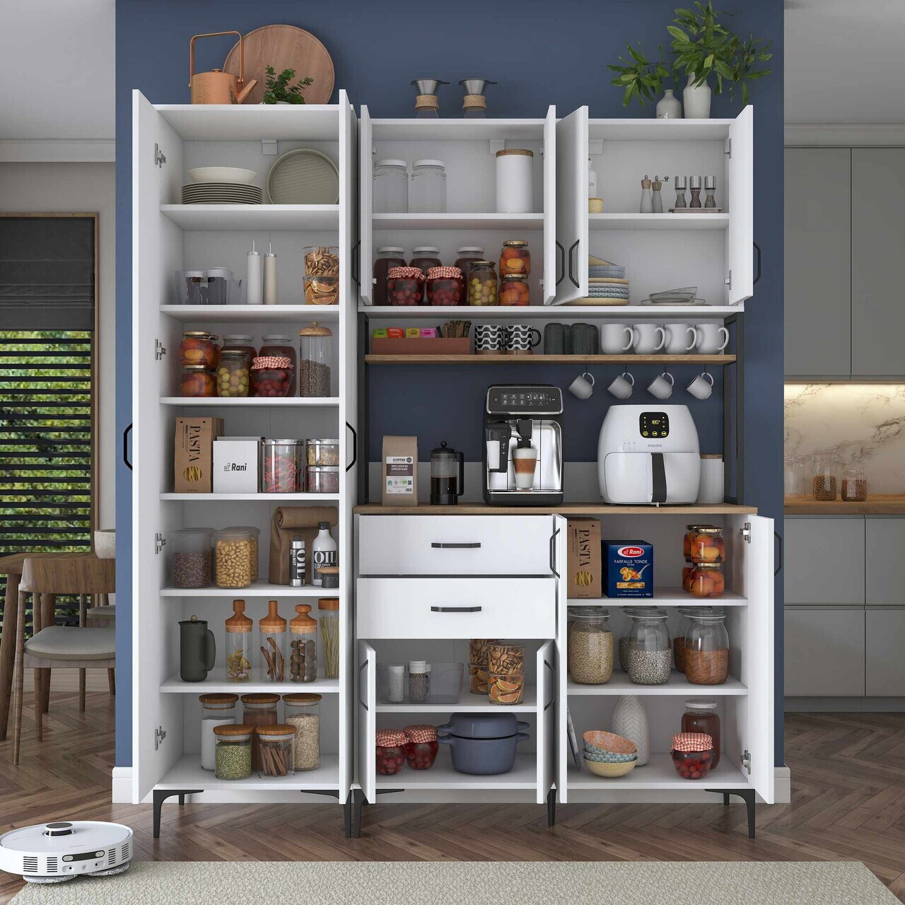 Dulap multifunctional, Hanah Home, JE267, 180x218.6x45 cm, Alb/Maro — imaginea 2