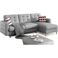 Coltar extensibil reversibil 3 locuri ELTAP, AsgL-17, Asgard, 248x162x93 cm, lemn/poliester, gri deschis