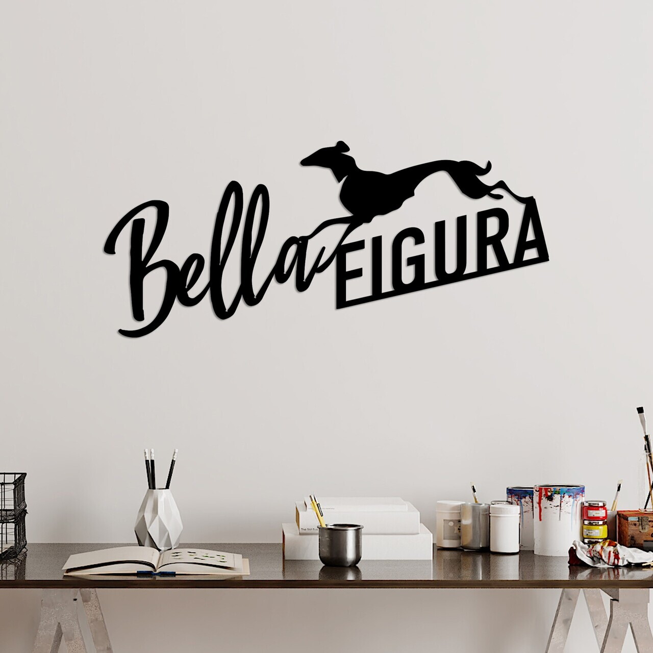 Decoratiune de perete, Bella Figura 3, Dimensiune: 60 x 27 cm, Negru — imaginea 2