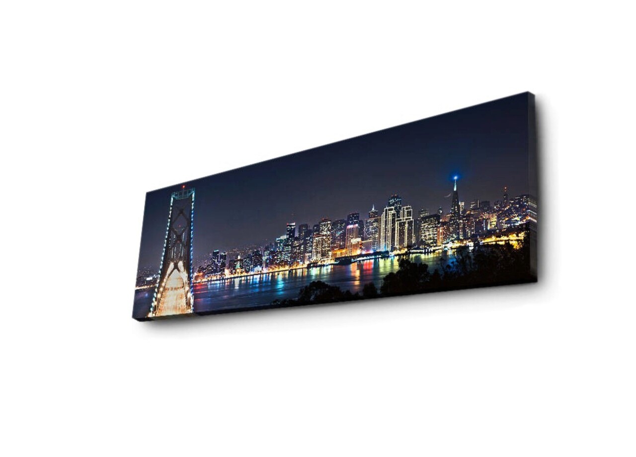 Tablou decorativ cu lumina LED, 3090İACT-37, Canvas, 30 x 90 cm, Multicolor