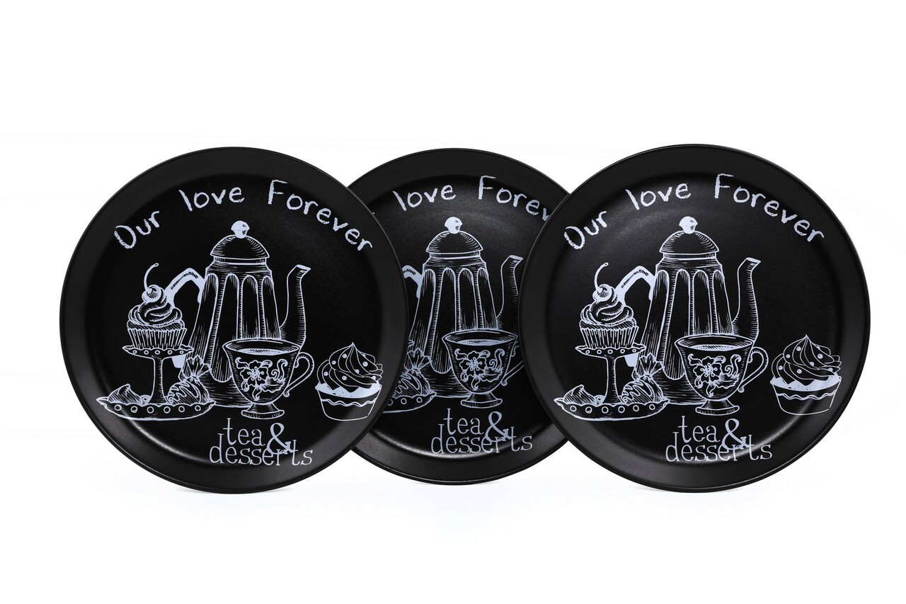 Set platouri servire, Keramika, 275KRM1408, Ceramica, Negru mat