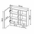 Dulap de baie cu oglindă, Hanah Home, Likya 70, 70x69.8x16 cm, PAL, Gri deschis