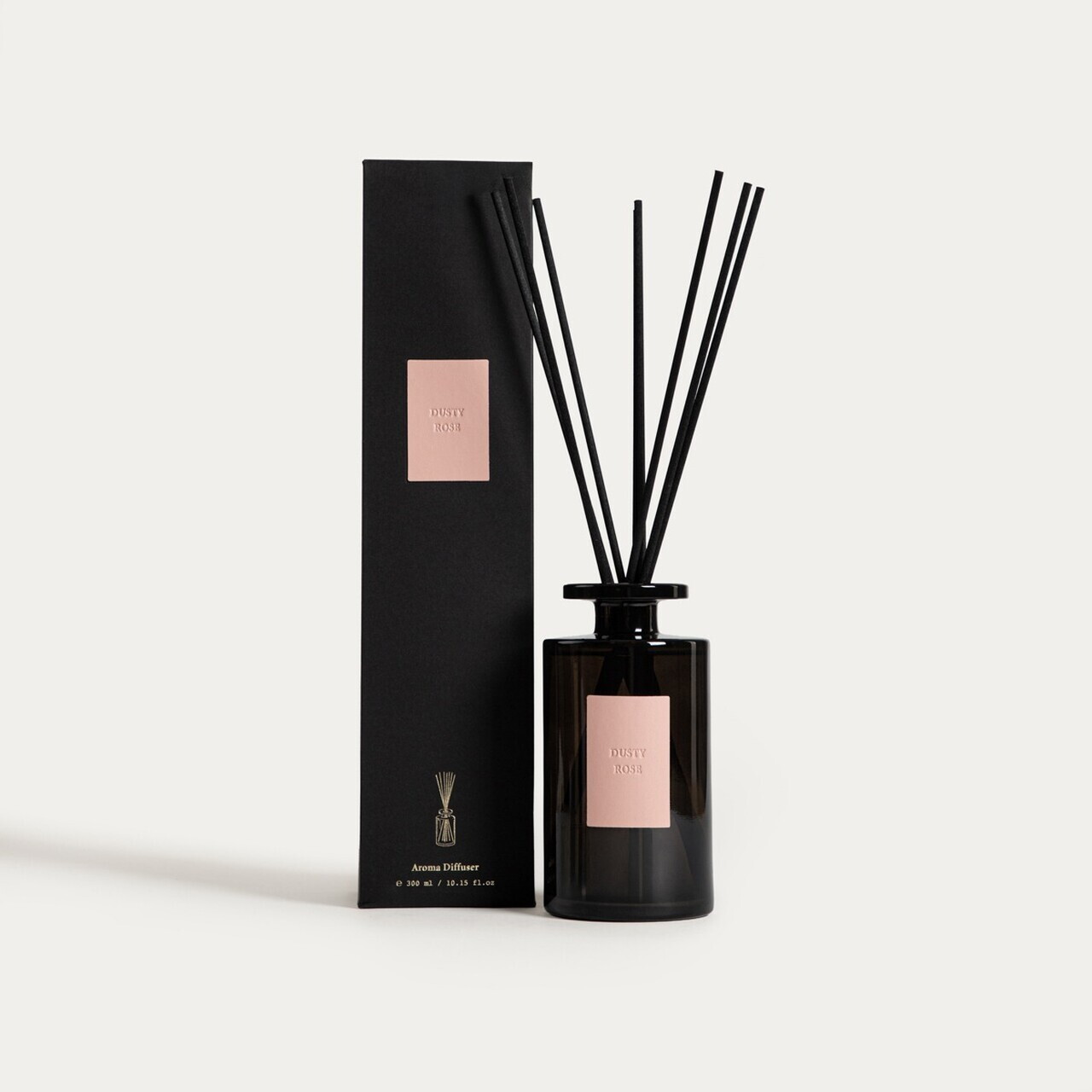 Difuzor de parfum cu betisoare Urban Leather, Dusty Rose, Homla, 300 ml, sticla, negru