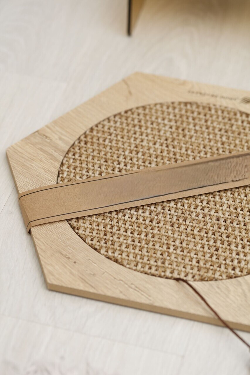 Covoras de zgariat pentru pisici, Paws &amp; Whiskers, Altıgen 30- Beige, MDF, Bej - 3