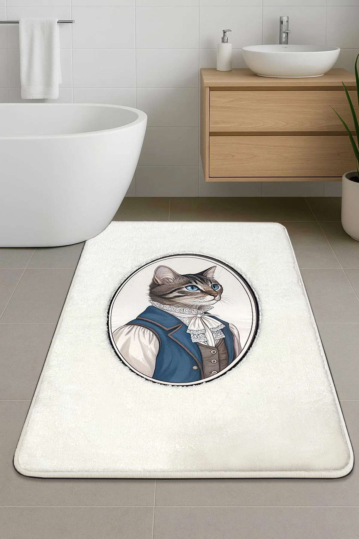 Covoras de baie, L'essentiel Maison, Modcat, 60x100 cm, Ecru