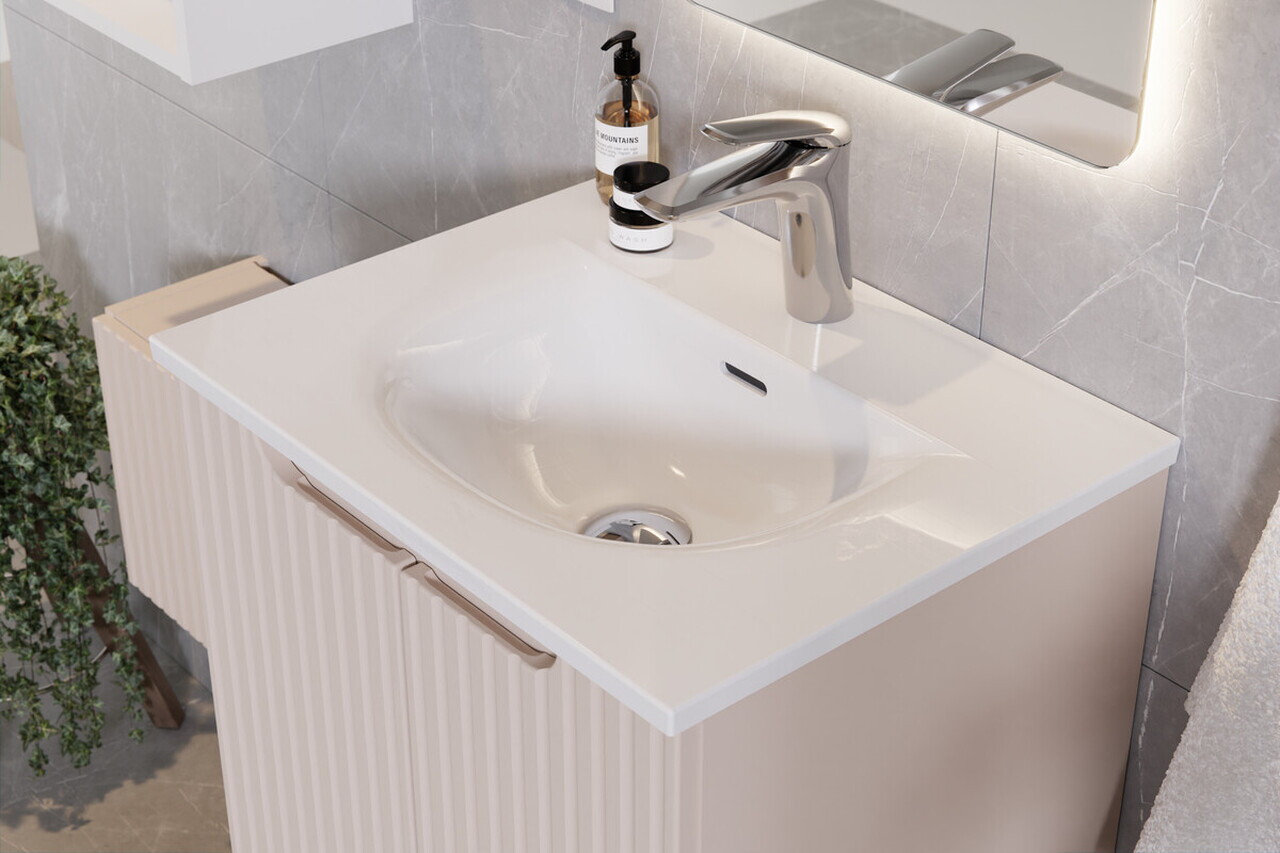 Set mobilier baie Nova Coast Evoke Sky 60 cm, dulap inalt si masca cu lavoar, Comad, MDF/PAL, stejar