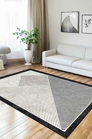 Covor, CLR-7357-Gri-105, 120x200 cm, Poliester, Negru