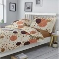 Lenjerie de pat dubla King Size, Kinetics V2, 4 piese, 220 x 250 cm, 100% bumbac flanel, alb/maro