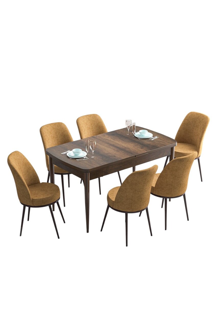 Set masa extensibila si scaune, Hanah Home, Han, Baroc / Cappuccino - view 2