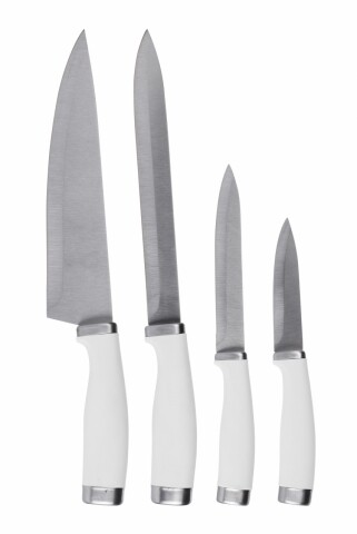 Set 4 cutite de bucatarie White, inox, alb