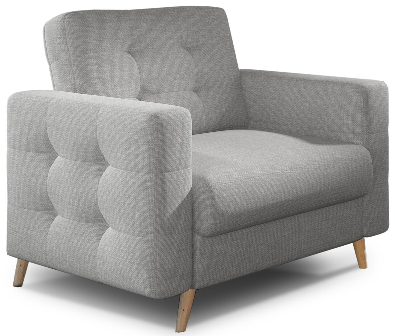 Set canapea extensibila 3 locuri si fotoliu ELTAP, Asgard, 235x95x86 cm / 107x92x86 cm, lemn/poliester, gri deschis - view 3