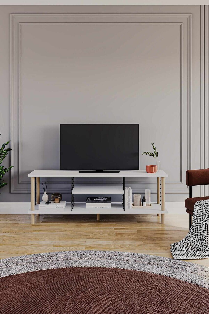 Comoda TV, Hanah Home, Peka-0048, 120x42.6x30 cm, PAL, Alb — imaginea 2