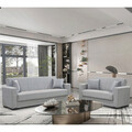 Set 2 canapele extensibile Vox, Pakoworld, 121x77x80 cm, textil/lemn de plop, gri