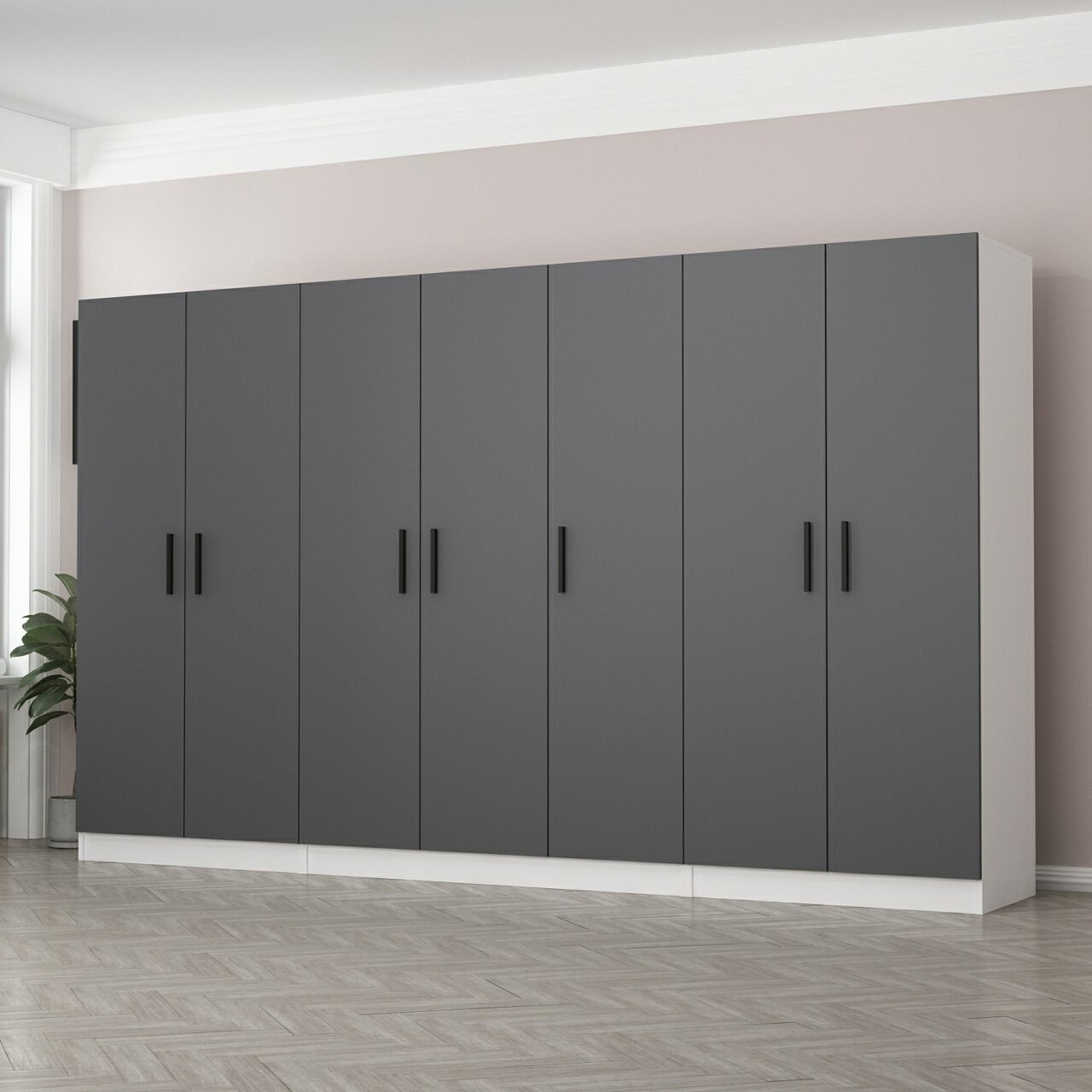 Dulap pentru haine, Minerva, Kale, 315x190x52 cm, PAL, Antracit - 1 | YEO