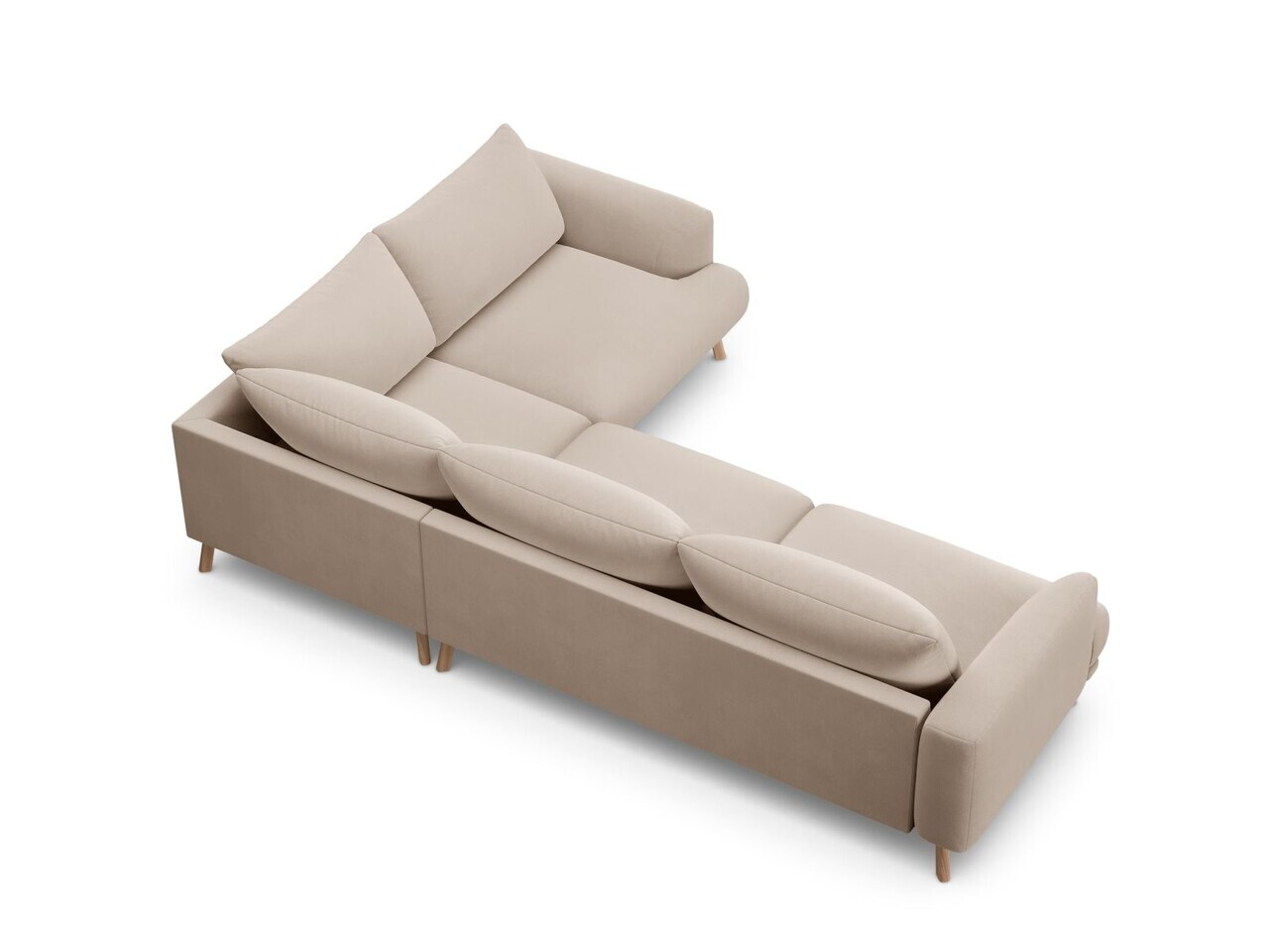 Coltar dreapta 4 locuri, Naomi, Micadoni Home, 280x195x75 cm, catifea, bej — imaginea 3
