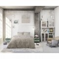 Lenjerie de pat dubla Wood Fabric Taupe, Royal Textile, 3 piese, 200 x 220 cm, 100% bumbac, taupe