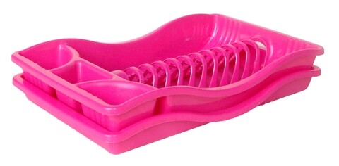 Scurgator de vase cu tava Vanora, 45 x 27 cm, plastic, roz