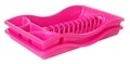 Scurgator de vase cu tava Vanora, 45 x 27 cm, plastic, roz