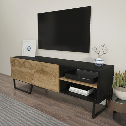 Comoda TV, Zena Home, Denasse, 150×50.5×35 cm, PAL, Negru / Stejar mezoni.ro